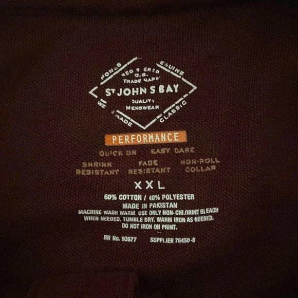 Men’s XXL St John Bay performance collar shirt short sleeved polo shirt - Picture 2 of 5